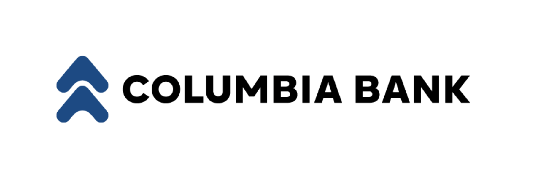 Columbia Bank logo with blue abstract symbol to the left of bold black text reading “COLUMBIA BANK.”.