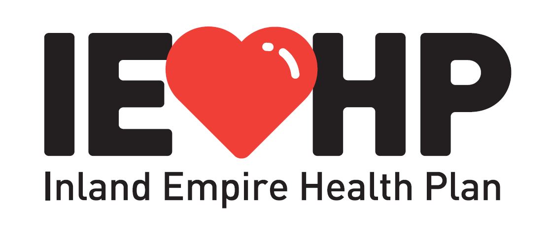IEHP logo with a red heart and text: Inland Empire Health Plan.