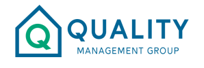 Logo for Quality Management Group with a green "Q" inside a blue house outline, and text to the right.